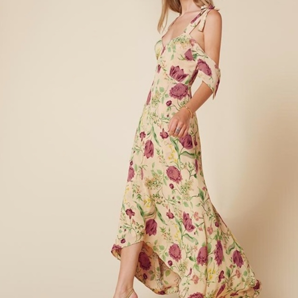 New Reformation cold shoulder floral maxi dress 2